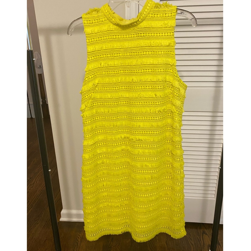J. Crew Bright Yellow Crochet Shift Dress